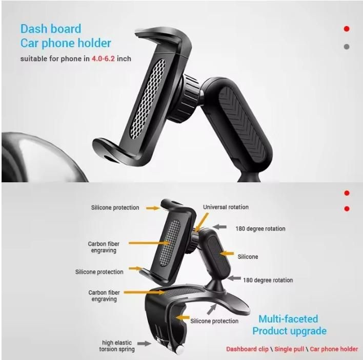 360° Rotating Car Dashboard Phone Holder | Universal Smartphone Clip Mount