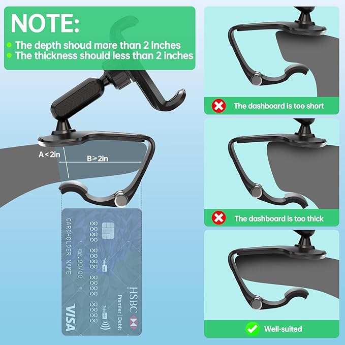 360° Rotating Car Dashboard Phone Holder | Universal Smartphone Clip Mount