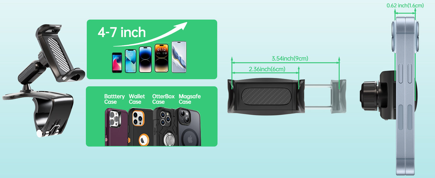 360° Rotating Car Dashboard Phone Holder | Universal Smartphone Clip Mount