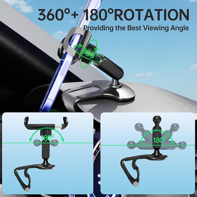 360° Rotating Car Dashboard Phone Holder | Universal Smartphone Clip Mount